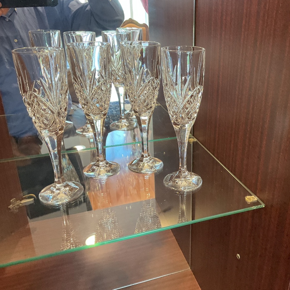 Heavy Crystal Shannon Dublin Champagne Godinger Set of 4 Glasses 8.62" Height